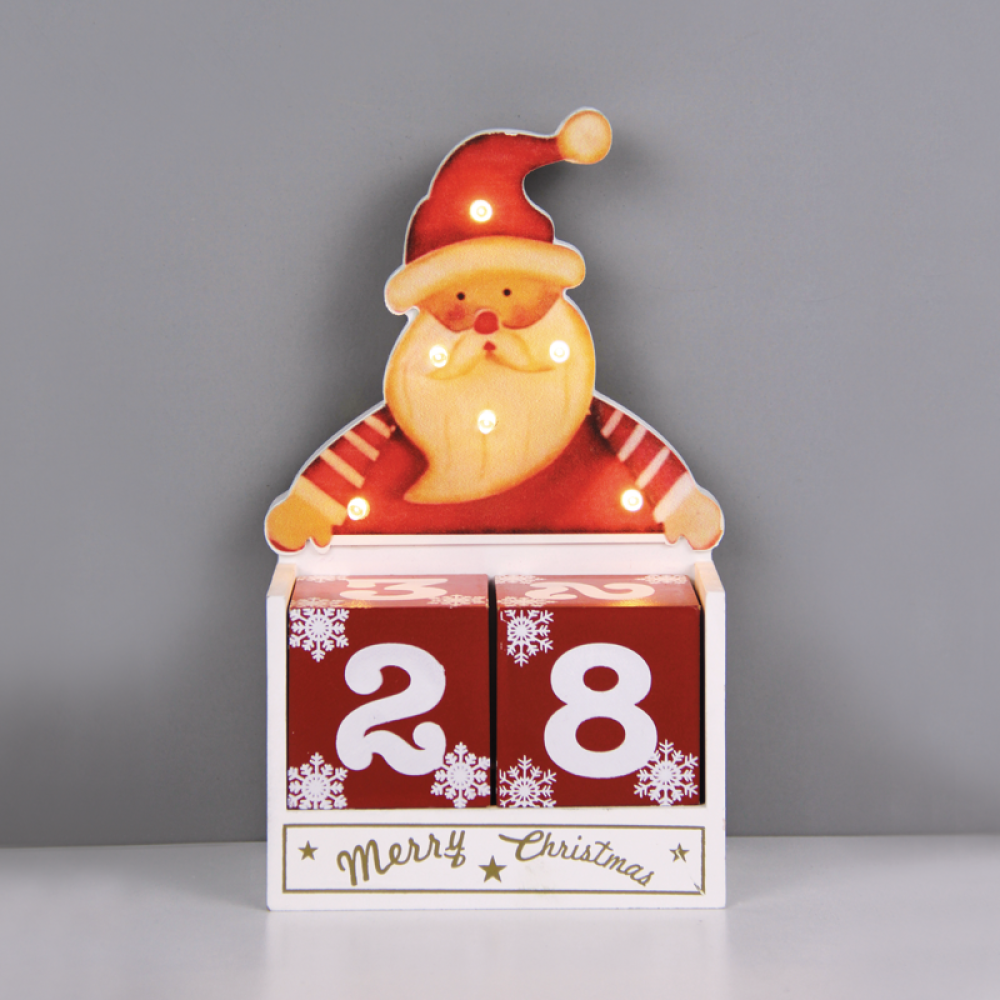 ^ WOODEN SANTA CALENDAR 6 LED WW Λ/ΚΙΑ ΜΠ/ΡΙΕΣ (2AAΑ) IP20 12.5X6.7X20.5M  -X0561108